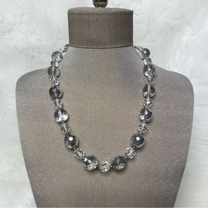 Silver and Clear Glass Bead Necklace on a Silver chain